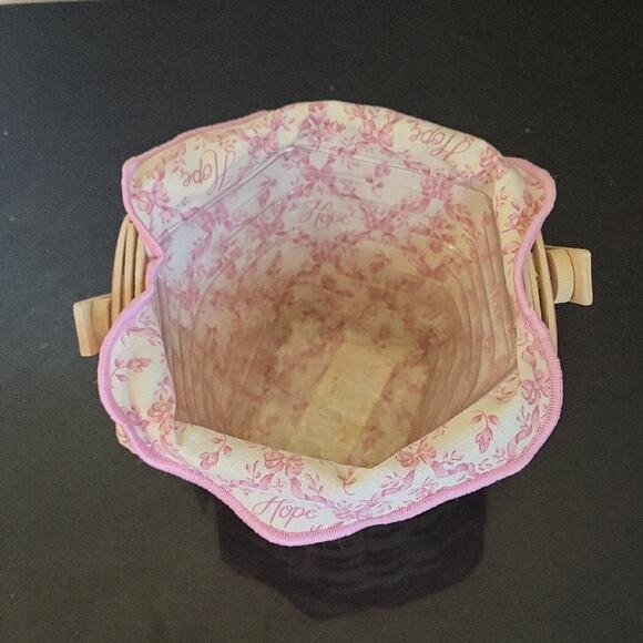 Longaberger Hope Basket Handwoven Basket with Pink Trim Vimtage 2001 - Picture 8 of 11